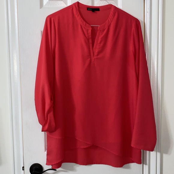 Gibson coral pink blouse large button sleeve - Picture 1 of 5